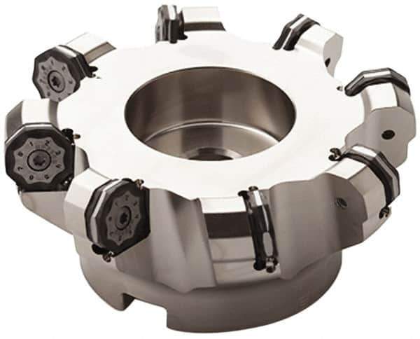 Seco - 5.51" Cut Diam, 1-1/2" Arbor Hole, 0.217" Max Depth of Cut, 40° Indexable Chamfer & Angle Face Mill - 8 Inserts, ON.. 0905 Insert, Right Hand Cut, 8 Flutes, Series R220.48 - Industrial Tool & Supply
