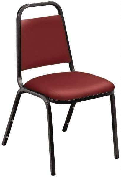 NPS - Vinyl Burgundy Stacking Chair - Black Frame, 17-1/4 Inch Wide x 20 Inch Deep x 33 Inch High - Industrial Tool & Supply