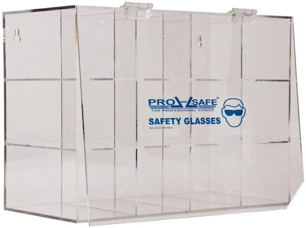 PRO-SAFE - 12 Pair Cabinet with Individual Compartments, Acrylic Safety Goggles Dispenser - 17 Inch Wide x 11-7/8 Inch High x 7-5/8 Inch Deep, Table and Wall Mount - Industrial Tool & Supply