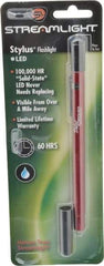 Streamlight - White LED Bulb, Mini Flashlight - Red Aluminum Body, 3 AAAA Alkaline Batteries Included - Industrial Tool & Supply