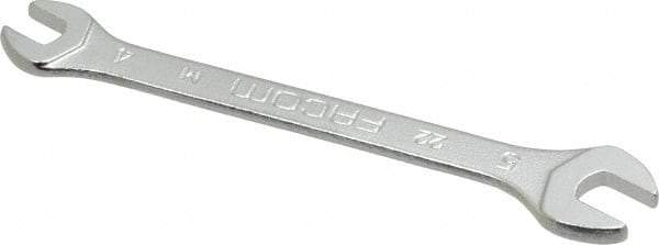 Facom - 4mm x 5mm Stubby Open End Wrench - 2-9/32" OAL, Double End, Satin Finish, 15° Head Angle - Industrial Tool & Supply