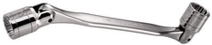 Facom - 21 x 23", 12 Point, Satin Chrome Coated, Double Flex-End Socket Wrench - 13-1/32" OAL, 41.5mm Head Thickness - Industrial Tool & Supply