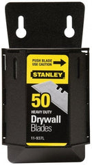 Stanley - 50 Piece Carbon Steel Drywall Utility Blade - 59mm OAL, 0.024" Blade Thickness - Industrial Tool & Supply