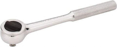 Stanley - 3/8" Drive Round Head Ratchet - Chrome Finish, 7-7/8" OAL - Industrial Tool & Supply