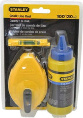 Stanley - 100' Long Chalk Reel, Chalk, Line Level - Blue - Industrial Tool & Supply