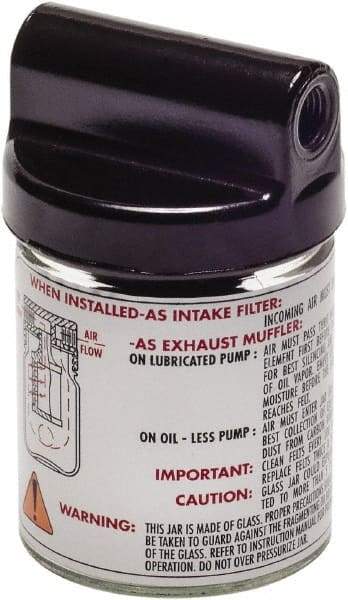 Gast - 8 oz Air Compressor Filter/Muffler Assembly - 3 Piece, Use with Gast 0523 Rotary Vane Units - Industrial Tool & Supply