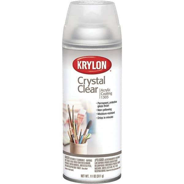 Krylon - Crystal Clear, Gloss, Acrylic Coating Spray Paint - 15 to 20 Sq Ft per Can, 11 oz Container - Industrial Tool & Supply