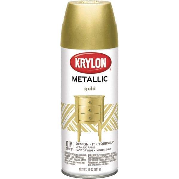 Krylon - Gold, Metallic, Aerosol Spray Paint - 15 to 20 Sq Ft per Can, 12 oz Container - Industrial Tool & Supply