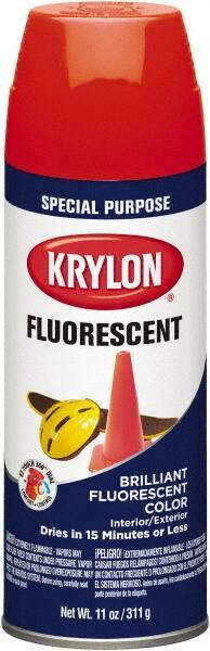 Krylon - Orange Yellow, Fluorescent, Aerosol Spray Paint - 15 to 20 Sq Ft per Can, 12 oz Container - Industrial Tool & Supply