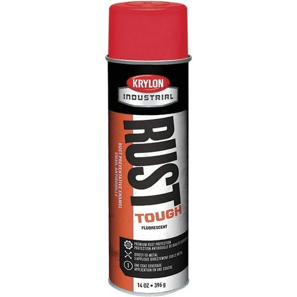 Krylon - Red, 15 oz Net Fill, Fluorescent, Acrylic Enamel Spray Paint - 15 to 20 Sq Ft per Can, 20 oz Container - Industrial Tool & Supply