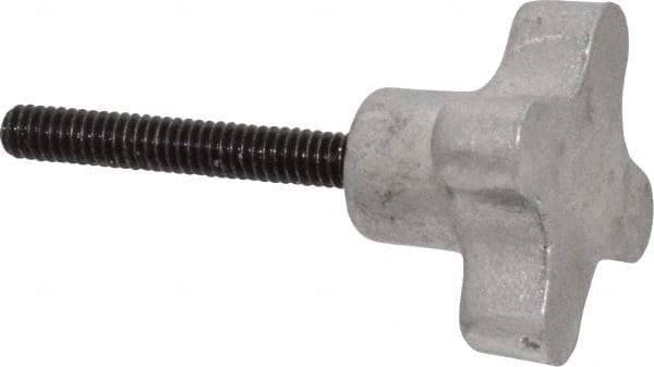 Gibraltar - 1/4-20 Lobed Shoulder Flat Tip Grade C-12L14 Steel Thumb Screw - 2-5/8" OAL, 1-1/2" Head Diam x 7/8" Head Height, Black Oxide Finish - Industrial Tool & Supply