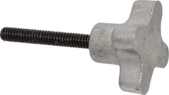 Gibraltar - 1/4-20 Lobed Shoulder Flat Tip Grade C-12L14 Steel Thumb Screw - 2-5/8" OAL, 1-1/2" Head Diam x 7/8" Head Height, Black Oxide Finish - Industrial Tool & Supply