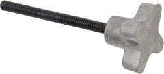 Gibraltar - 1/4-20 Lobed Shoulder Flat Tip Grade C-12L14 Steel Thumb Screw - 3-7/8" OAL, 1-1/2" Head Diam x 7/8" Head Height, Black Oxide Finish - Industrial Tool & Supply