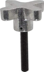 Gibraltar - 5/16-18 Lobed Shoulder Flat Tip Grade C-12L14 Steel Thumb Screw - 2-5/8" OAL, 2" Head Diam x 1" Head Height, Black Oxide Finish - Industrial Tool & Supply