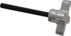 Gibraltar - 5/16-18 Lobed Shoulder Flat Tip Grade C-12L14 Steel Thumb Screw - 3-7/8" OAL, 2" Head Diam x 1" Head Height, Black Oxide Finish - Industrial Tool & Supply