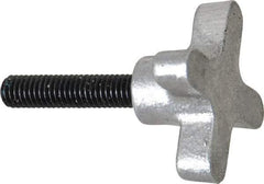 Gibraltar - 3/8-16 Lobed Shoulder Flat Tip Grade C-12L14 Steel Thumb Screw - 2-5/8" OAL, 2" Head Diam x 1" Head Height, Black Oxide Finish - Industrial Tool & Supply