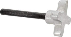 Gibraltar - 3/8-16 Lobed Shoulder Flat Tip Grade C-12L14 Steel Thumb Screw - 3-7/8" OAL, 2" Head Diam x 1" Head Height, Black Oxide Finish - Industrial Tool & Supply