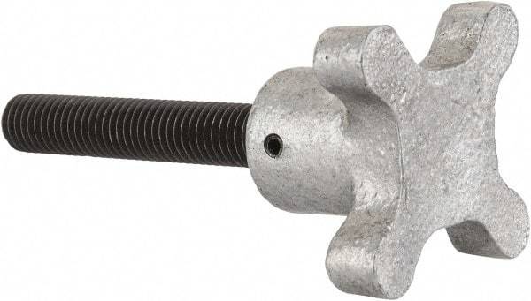 Gibraltar - 1/2-13 Lobed Shoulder Flat Tip Grade C-12L14 Steel Thumb Screw - 4-1/2" OAL, 2-1/2" Head Diam x 1-1/2" Head Height, Black Oxide Finish - Industrial Tool & Supply