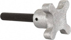 Gibraltar - 1/2-13 Lobed Shoulder Flat Tip Grade C-12L14 Steel Thumb Screw - 4-1/2" OAL, 2-1/2" Head Diam x 1-1/2" Head Height, Black Oxide Finish - Industrial Tool & Supply