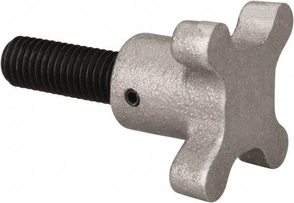Gibraltar - 5/8-11 Lobed Shoulder Flat Tip Grade C-12L14 Steel Thumb Screw - 3-1/4" OAL, 2-1/2" Head Diam x 1-1/2" Head Height, Black Oxide Finish - Industrial Tool & Supply
