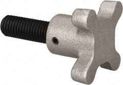 Gibraltar - 5/8-11 Lobed Shoulder Flat Tip Grade C-12L14 Steel Thumb Screw - 3-1/4" OAL, 2-1/2" Head Diam x 1-1/2" Head Height, Black Oxide Finish - Industrial Tool & Supply