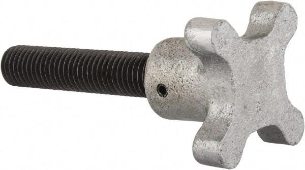 Gibraltar - 5/8-11 Lobed Shoulder Flat Tip Grade C-12L14 Steel Thumb Screw - 4-1/2" OAL, 2-1/2" Head Diam x 1-1/2" Head Height, Black Oxide Finish - Industrial Tool & Supply