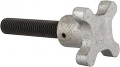 Gibraltar - 5/8-11 Lobed Shoulder Flat Tip Grade C-12L14 Steel Thumb Screw - 4-1/2" OAL, 2-1/2" Head Diam x 1-1/2" Head Height, Black Oxide Finish - Industrial Tool & Supply