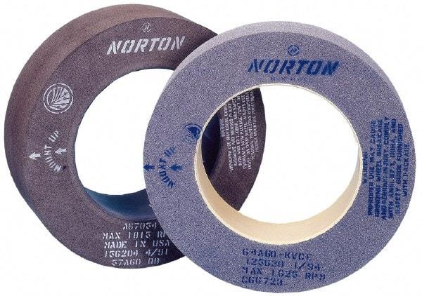 Norton - 8" Wide x 12" Diam, Type 7 Feed Wheel - 5" Hole Size, 80 Grit, Hardness R, 7-1/2" Diam x 2-1/2" Deep Recess, 7-1/2" Diam x 1-1/2" Deep Opposite Side Recess - Industrial Tool & Supply