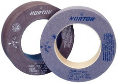 Norton - 8" Wide x 12" Diam, Type 7 Feed Wheel - 5" Hole Size, 80 Grit, Hardness R, 7-1/2" Diam x 2-1/2" Deep Recess, 7-1/2" Diam x 1-1/2" Deep Opposite Side Recess - Industrial Tool & Supply