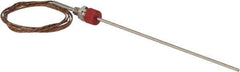 Thermo Electric - 0 to 1600°F, J Pipe Fitting, Thermocouple Probe - 6 Ft. Cable Length, Stripped Ends, 9 Sec Response Time - Industrial Tool & Supply