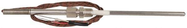 Thermo Electric - 0 to 1600°F, J Pipe Fitting, Thermocouple Probe - 6 Ft. Cable Length, Stripped Ends, 9 Sec Response Time - Industrial Tool & Supply