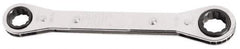 Proto - 12mm x 14mm 12 Point Reversible Ratcheting Offset Box Wrench - Double End, 1" Head Diam x 1/2" Head Thickness, 6-1/2" OAL, Steel, Chrome Finish, 25° Offset - Industrial Tool & Supply