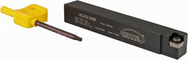 Hertel - SCAC, Left Hand Cut, 10° Lead Angle, 5/8" Shank Height x 5/8" Shank Width, Neutral Rake Indexable Turning Toolholder - 4-1/2" OAL, CC..32.5. Insert Compatibility, Series Screw-Type - Industrial Tool & Supply