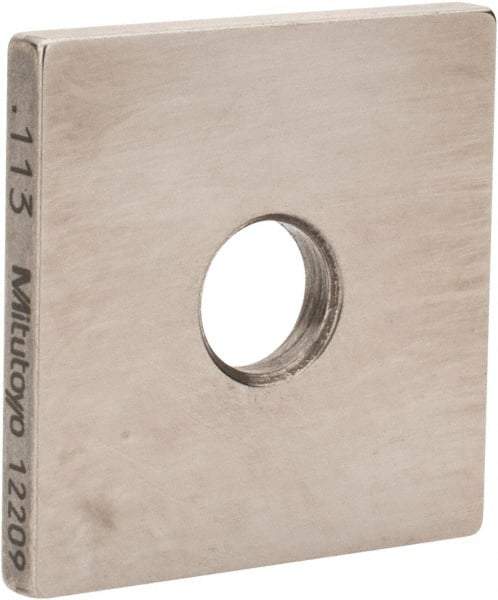 Mitutoyo - 0.113" Square Steel Gage Block - Accuracy Grade 0, Includes Certificate of Inspection - Industrial Tool & Supply