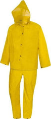 PRO-SAFE - Size 3XL, Yellow, Rain Three Piece Suit - 63" Chest, Detachable Hood, Take Up Snaps Ankle, Take Up Snaps Wrist - Industrial Tool & Supply