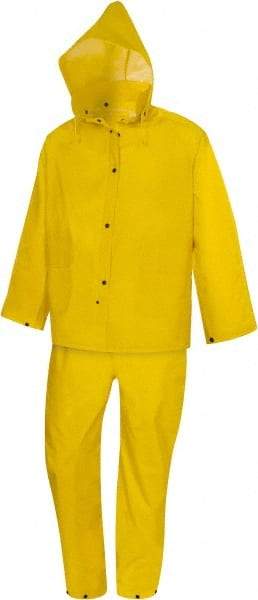 PRO-SAFE - Size 2XL, Yellow, Rain Three Piece Suit - 60" Chest, Detachable Hood, Take Up Snaps Ankle, Take Up Snaps Wrist - Industrial Tool & Supply