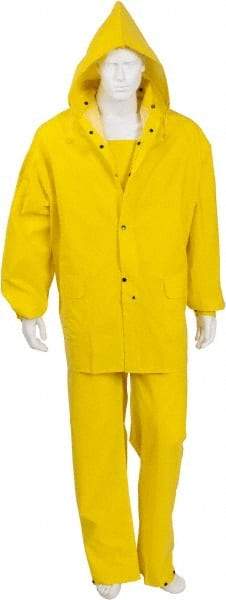 PRO-SAFE - Size 5XL, Yellow, Rain Three Piece Suit - 67" Chest, Detachable Hood, Take Up Snaps Ankle, Take Up Snaps Wrist - Industrial Tool & Supply