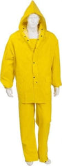 PRO-SAFE - Size 5XL, Yellow, Rain Three Piece Suit - 67" Chest, Detachable Hood, Take Up Snaps Ankle, Take Up Snaps Wrist - Industrial Tool & Supply