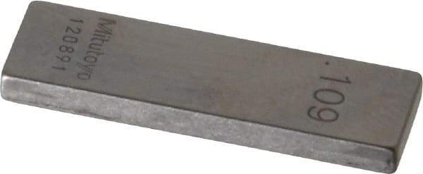 Mitutoyo - 0.109" Rectangular Steel Gage Block - Accuracy Grade 0, Includes Certificate of Inspection - Industrial Tool & Supply