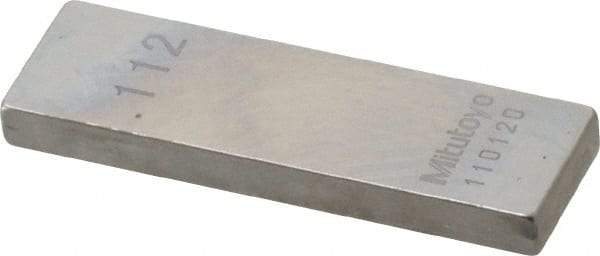 Mitutoyo - 0.112" Rectangular Steel Gage Block - Accuracy Grade 0, Includes Certificate of Inspection - Industrial Tool & Supply