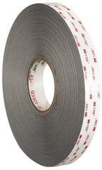 3M - 1/2" x 36 Yd Acrylic Adhesive Double Sided Tape - 45 mil Thick, Gray, Acrylic Foam Liner, Continuous Roll, Series 4941 - Industrial Tool & Supply