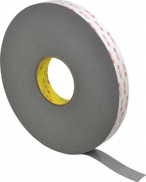 3M - 1" x 36 Yd Acrylic Adhesive Double Sided Tape - 45 mil Thick, Gray, Acrylic Foam Liner, Continuous Roll, Series 4941 - Industrial Tool & Supply