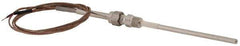 Thermo Electric - 0 to 750°F, T Pipe Fitting, Thermocouple Probe - 6 Ft. Cable Length, Stripped Ends, 9 Sec Response Time - Industrial Tool & Supply