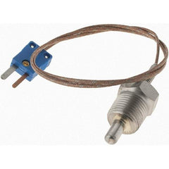 Thermo Electric - 0 to 700°F, T Pipe Plug, Thermocouple Probe - 5 Ft. Cable Length, Mini Connector, 1/2 Inch Probe Sheath Length, 6 Sec Response Time - Industrial Tool & Supply