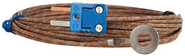 Thermo Electric - 0 to 750°F, T Surface, Thermocouple Probe - 25 Ft. Cable Length, Mini Connector, 15 Sec Response Time - Industrial Tool & Supply