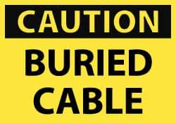 NMC - Accident Prevention Label, Header: CAUTION - Legend: Caution - Buried Cable, English, Black & Yellow, 5" Long x 3" High, Sign Muscle Finish - Industrial Tool & Supply