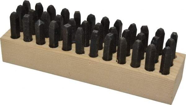 Made in USA - 36 Piece, 3/32" Character Steel Stamp Set - Letters & Figures, Heavy Duty - Industrial Tool & Supply
