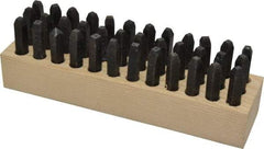 Made in USA - 36 Piece, 3/32" Character Steel Stamp Set - Letters & Figures, Heavy Duty - Industrial Tool & Supply