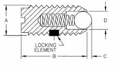 TE-CO - 5/16-18, 0.156" Ball Diam, 37/64" Body Length, 0.04" Max Ball Reach, Threaded Ball Plunger - Industrial Tool & Supply