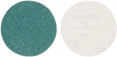 3M - 5" Diam, 36 Grit Aluminum Oxide Adhesive PSA Disc - Very Coarse Grade, Green, E Weighted Backing, Flexible, Use with Random Orbital Sanders - Industrial Tool & Supply